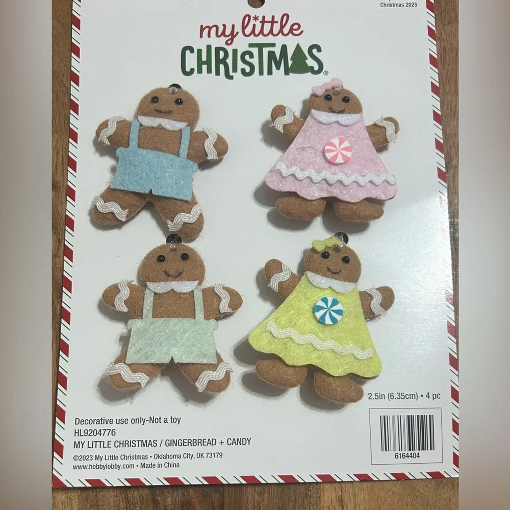 My Little Christmas Mini Plush Pastel Gingerbread Ornaments 4 Piece 2.5” NEW